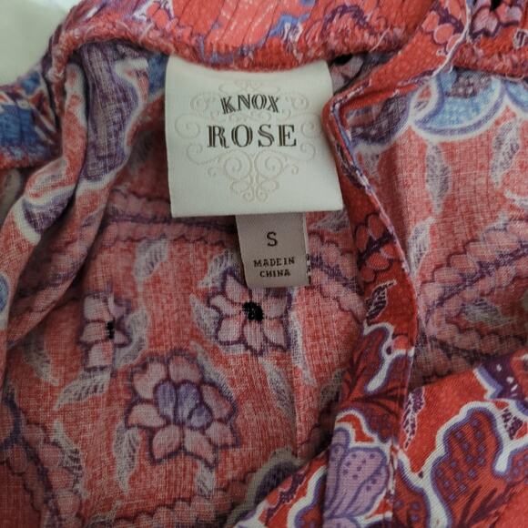 Knox Rose Multi Pink Floral Dress Small Boho Tiered Midi Dress Adjustable Pocket - Picture 6 of 7